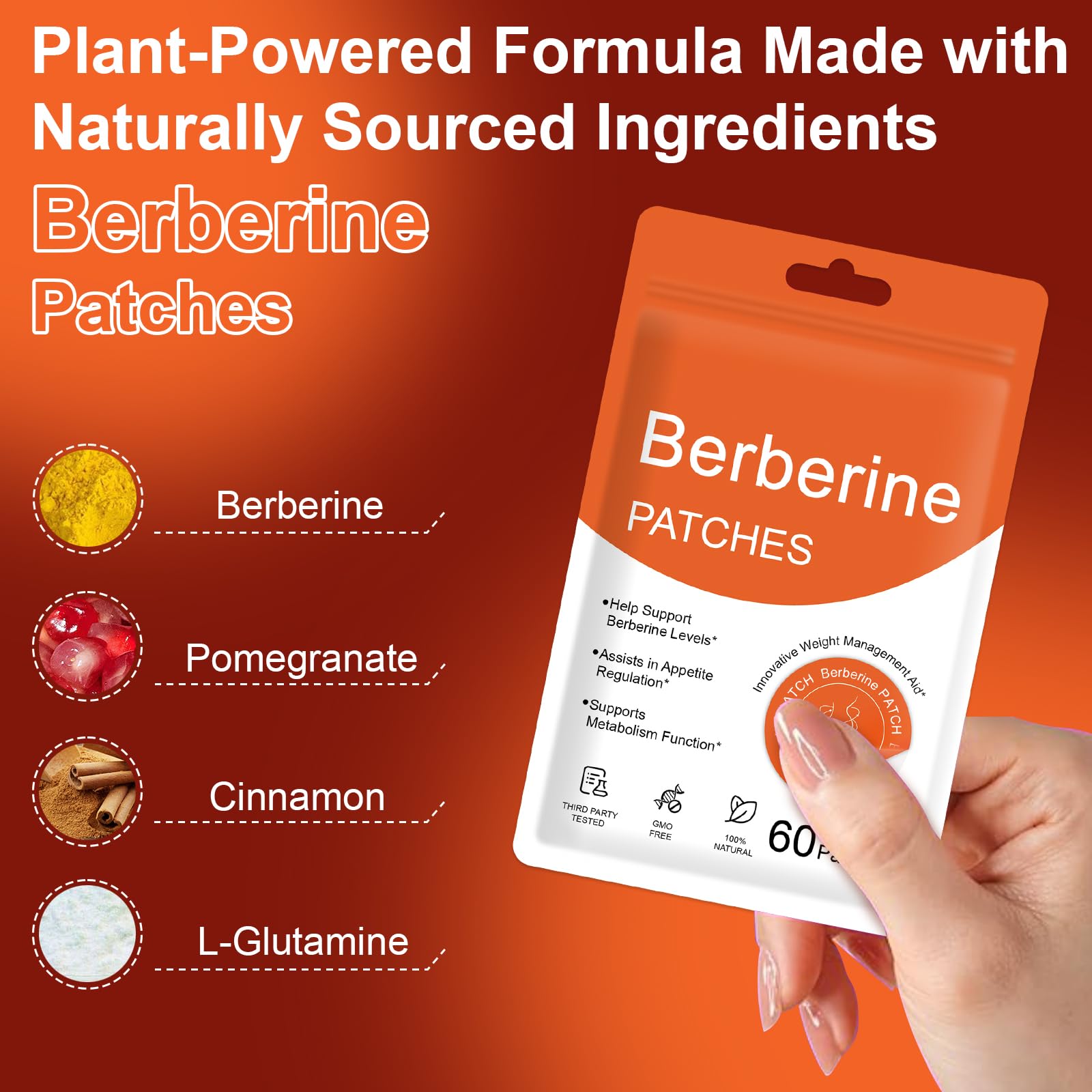 Condition photo showing New/Like New for yysdmvy berberine patches with l glutamine, chromium, pomegranate and cinnamon to multiple body part