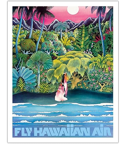 Hawaiian Air アートマップ ビンテージポスター Amazon.com: Hawaii