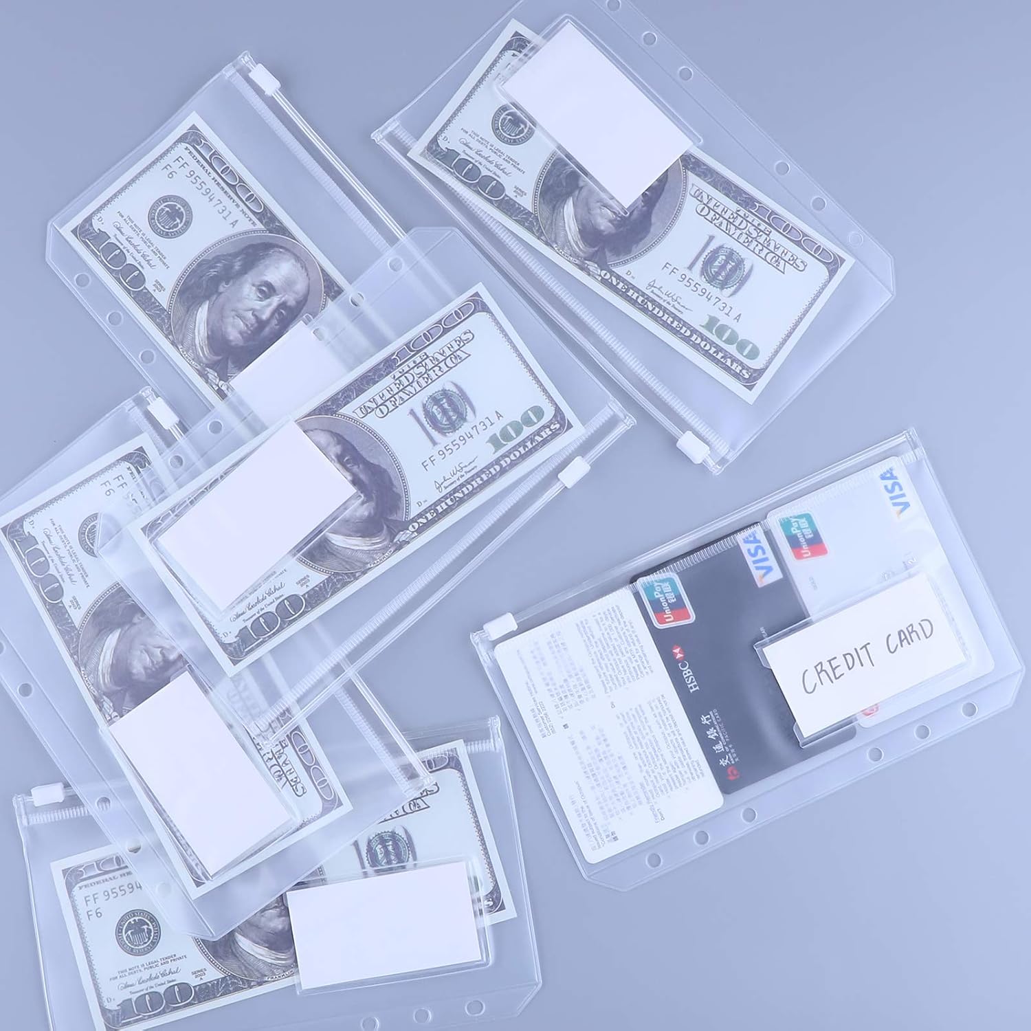 HAUTOCO 12PCS A6 Size Binder Pockets with Label Pocket, PVC Cash Budget Zipper Envelopes 6-Holes Binder Pouches Folders for A6 6-Ring Notebook Binder : Office Products