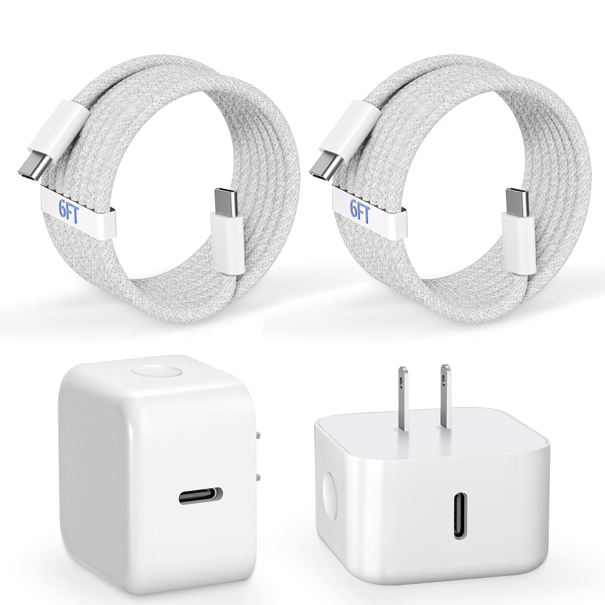 6FT Fast Charger for iPhone 17/16,2Pack 40W Dynamic Foldable Type C Power Adapter with 60W Max with 6FT Fast Charging Woven Cable for iPhone 17 Pro Max/17/Air/16/16 Pro/15Pro Max,iPad Pro/Air/Mini Image