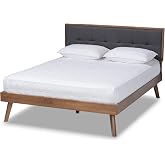 Baxton Studio Beds (Platform), Queen, Dark Grey/Walnut