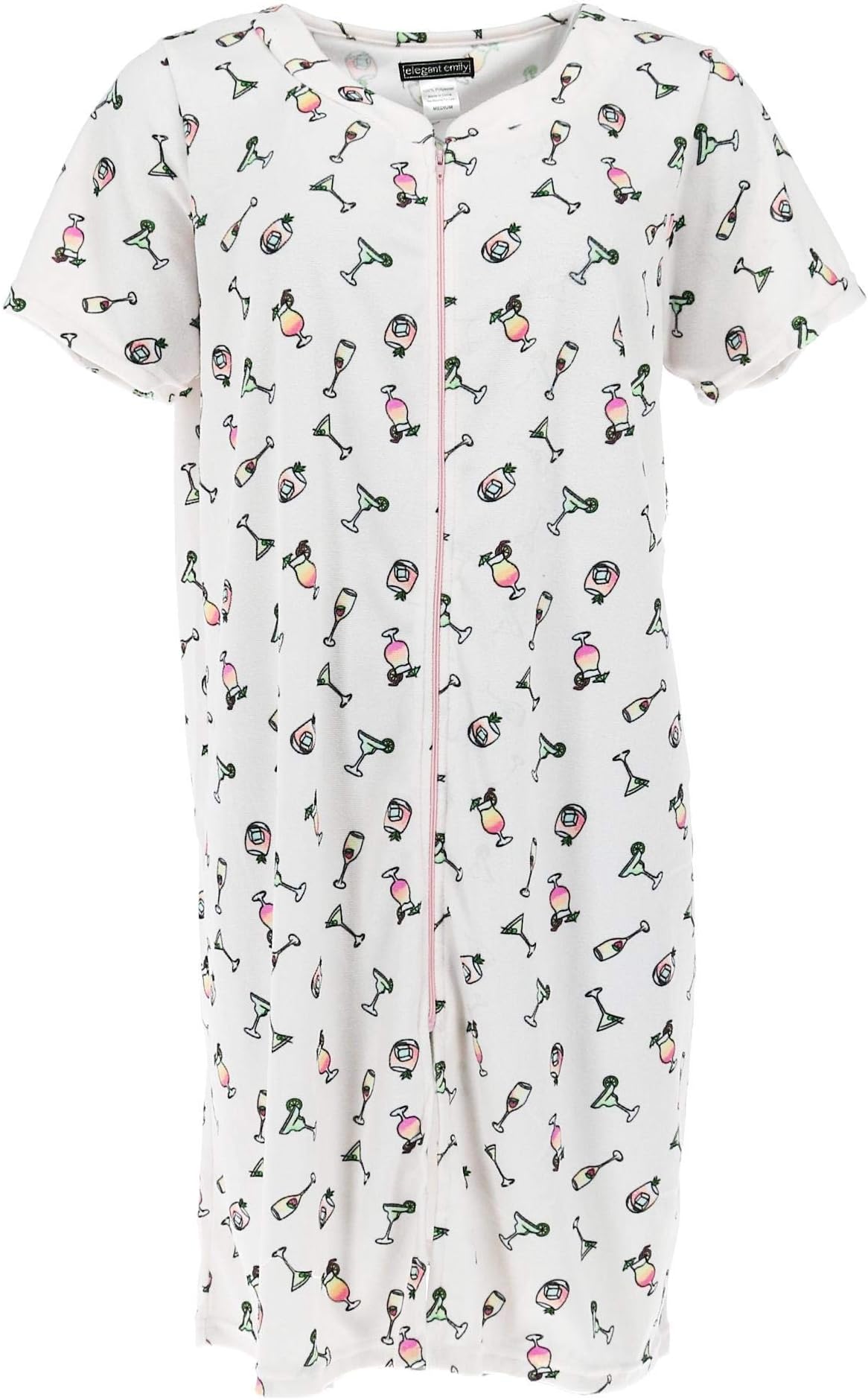 Women's Zip Front Terry Short Sleeve Duster Robe
