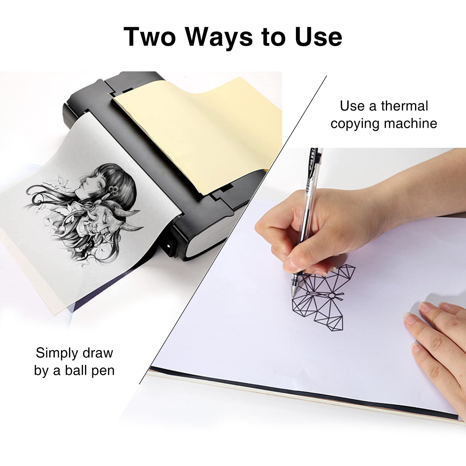 Urknall 3mm Tattoo Practice Kit - 3PCS A4 Size Large Fake Skin and 15PCS Stencil Paper Kit With Thick Thermal Paper