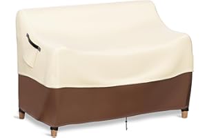 ADBAOBO Outdoor Furniture Cover, Patio Furniture Covers Waterproof, Outdoor Couch Loveseat 2-Seater Sofa Bench Table Cover Heavy Duty 900D with Air Vent and Handles, 48" W x 26" D x 33" H, Beige&Brown