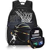 Wsotce Basketball Backpack for Boys School Bag Sports Theme Boys Backpack for Kids Children Teens Elementary Middle School Bookbag Travel Back Pack for Age 6-18
