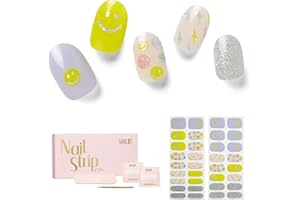 NAILOG Semi Cured Gel Nail Strips 34 pcs| Buy 2 Get 1 UV Lamp | Long Lasting Nail Polish Sticker Wraps with Glossy Gel Finish, Feeling Good