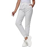 MIVEI 32" Inseam Women's Tall Sweatpants Cotton Joggers White/Grey