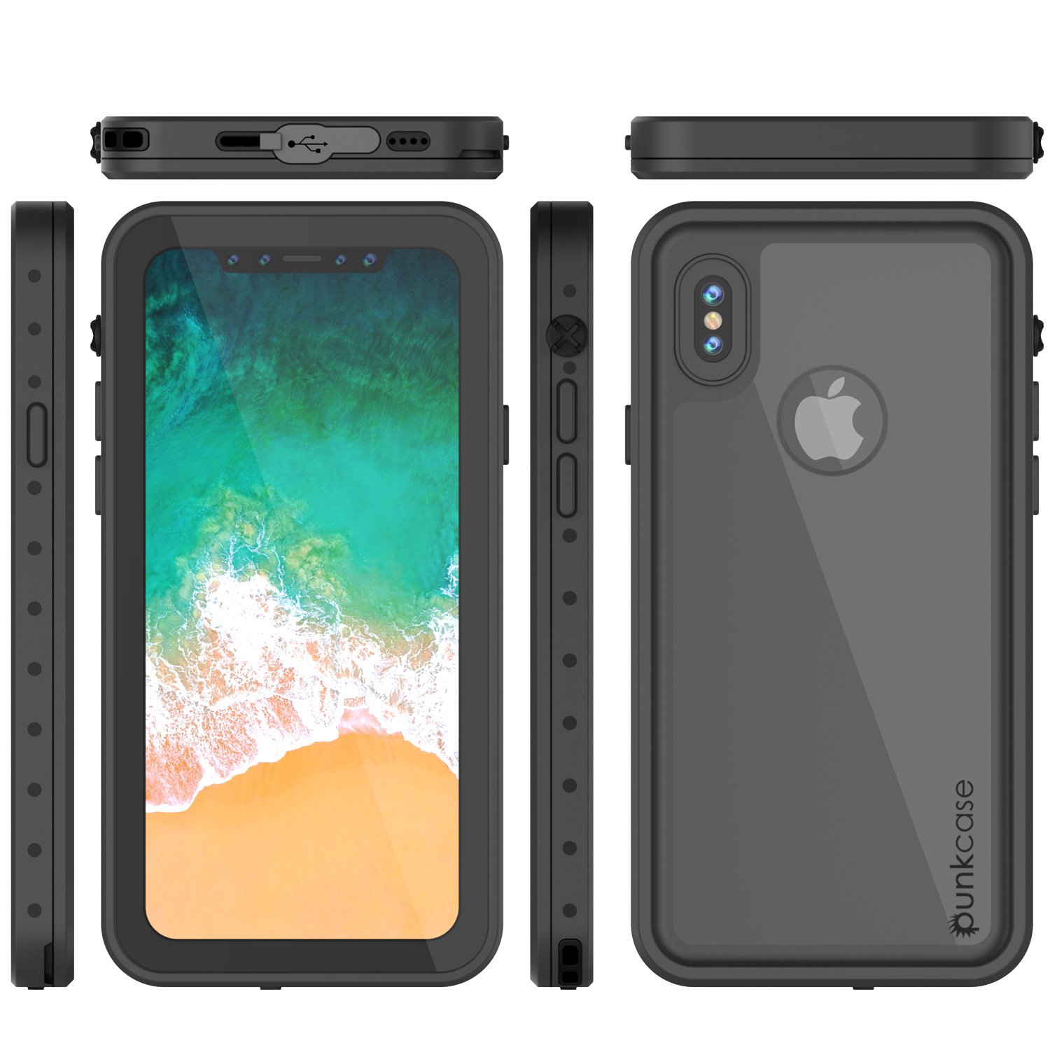 iPhone X Waterproof Case, Punkcase [StudStar Series] [Slim Fit] [IP68 Certified] [Shockproof] [Dirtproof] [Snowproof] Armor Cover for Apple iPhone Ten [Black]