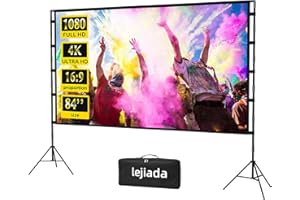 Upgraded 84 inch Projector Screen with Stand Portable Projection Screen lejiada 16:9 4K HD Projections Movies Screen with Carry Bag for Indoor Outdoor Home Theater Backyard Cinema Travel