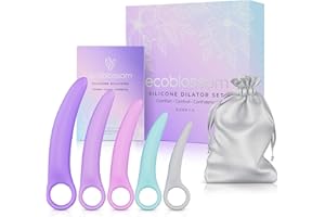 Ecoblossom Silicone Dilator Set - The Most Comfortable Dilators for Women with Pain - Pelvic Floor Trainer, Stretcher, and Expander (Curved, Sizes 1-5)