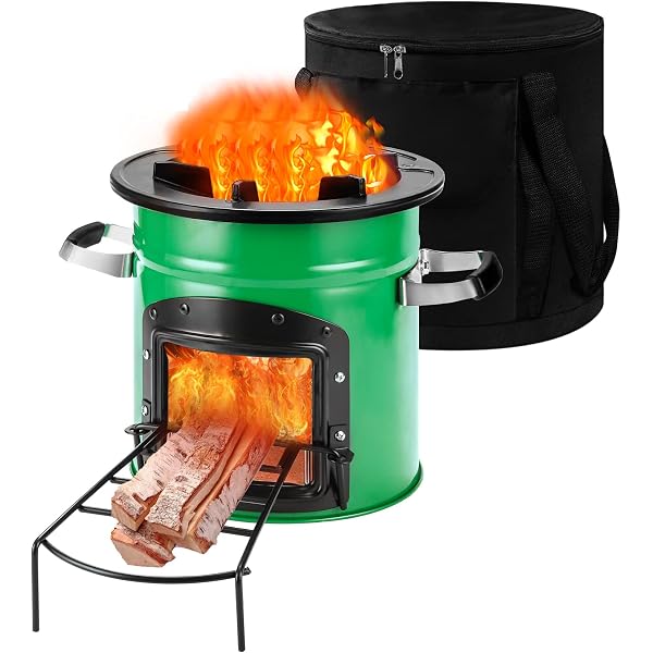 Amazon.com: Anbull Rocket Stove Camping Stove Portable Wood Burning Camp  Stove for Backpacking,Camping, Survival, Biomass Stove- No Batteries or  Liquid Fuel Canisters Needed with Portable Carry Bag : Sports u0026 Outdoors