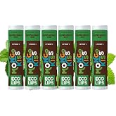 Eco Lips Mongo Kiss USDA Organic Lip Balm Peppermint, 6 pack | Organic Beeswax, Cocoa Butter &amp; Mongongo Oil | Soothe &amp; Moisturize Cracked Lips