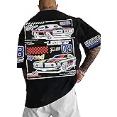 SOLY HUX Men's Graphic Tees Letter Car Print Short Sleeve T Shirt Streetwear Summer Tops