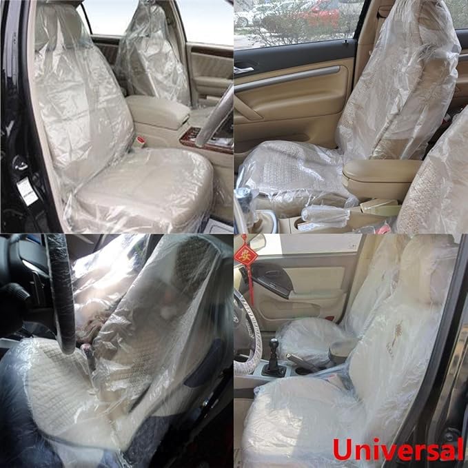 Pack of 100 Car Disposable Plastic Seat Covers Vehicle Protector