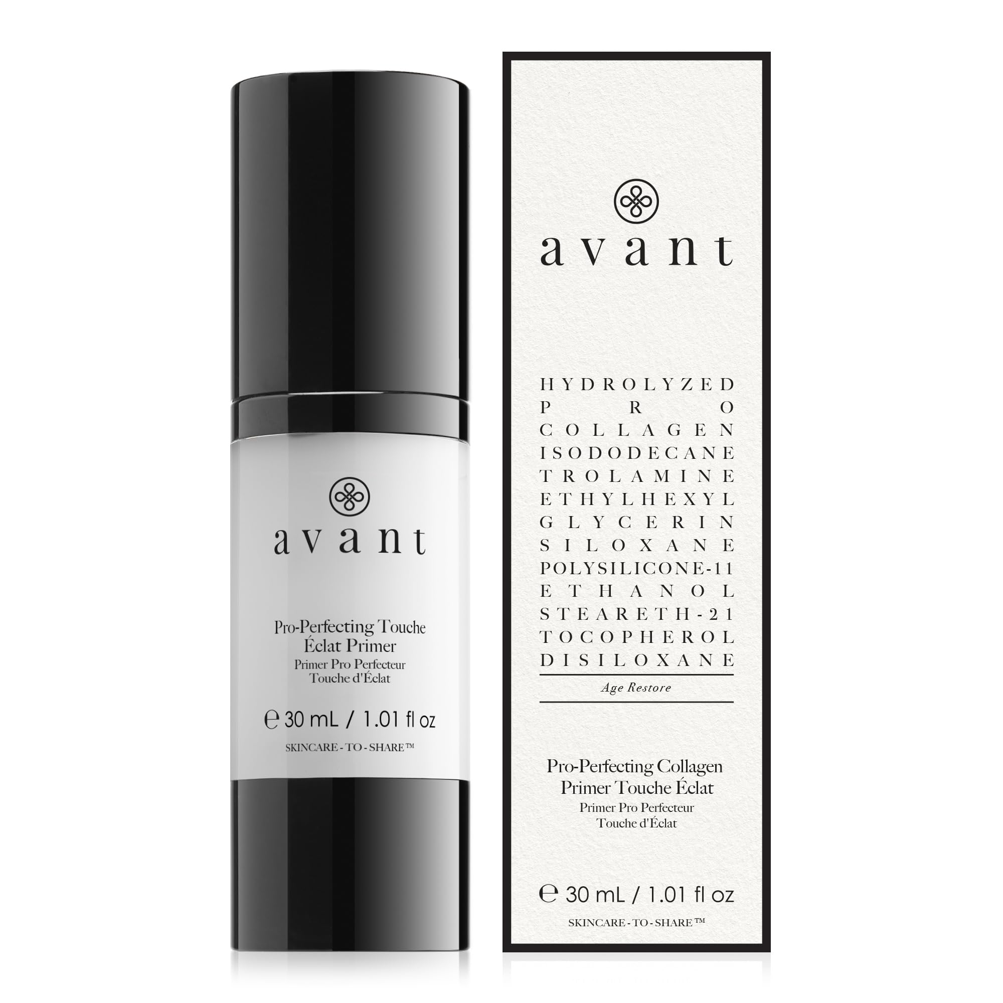 Avant Skincare Pro Perfecting Collagen Touche Éclat Primer – Lightweight Makeup Base, pH-Balancing Hydration & Fine Line Smoothing Primer for Long-Lasting Makeup, Mattifying Glow & Elasticity Boost
