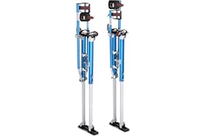 ZEHUOGE Drywall Stilts Adjustable 50" - 64" Aluminum Lifts Tool for Sheet Rock Painting Painter Taping Cleaning Electrical Drop Ceilings Parades or Cosplay Assistants Sliver (Blue 50" - 64")