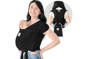 KeaBabies Baby Wrap Carrier Ring Sling - Easy to Wear, Adjustable D-Lite Baby Carrier Newborn to Toddler, Infant Carrying Shirt, Hands Free Bonding, Breathable Fabric Wearing Wrap (Trendy Black)