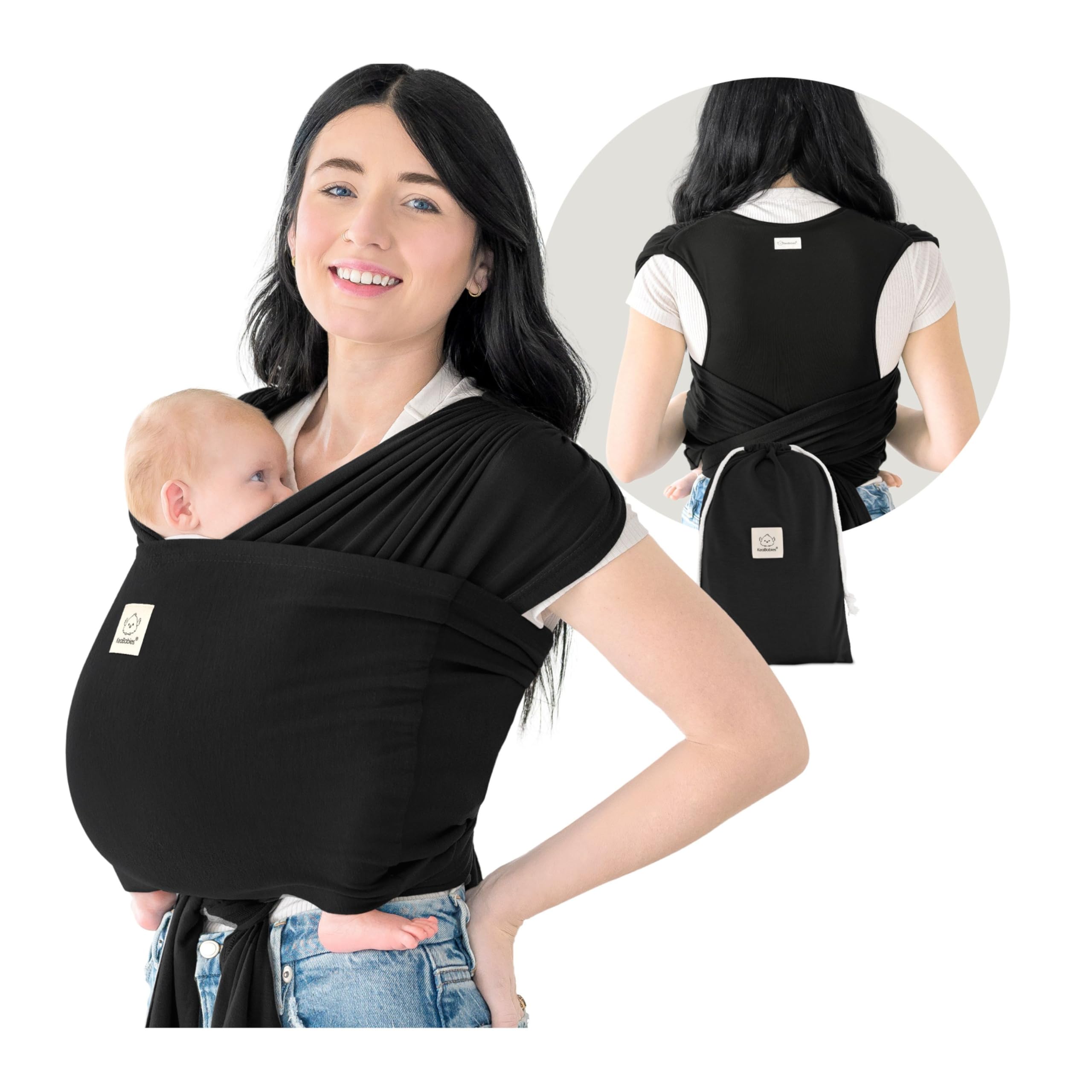 Photo 1 of KeaBabies Baby Wrap Carrier Ring Sling - Easy to Wear, Adjustable D-Lite Baby Carrier Newborn to Toddler, Infant Carrying Shirt, Hands Free Bonding, Breathable Fabric Wearing Wrap (Trendy Black)