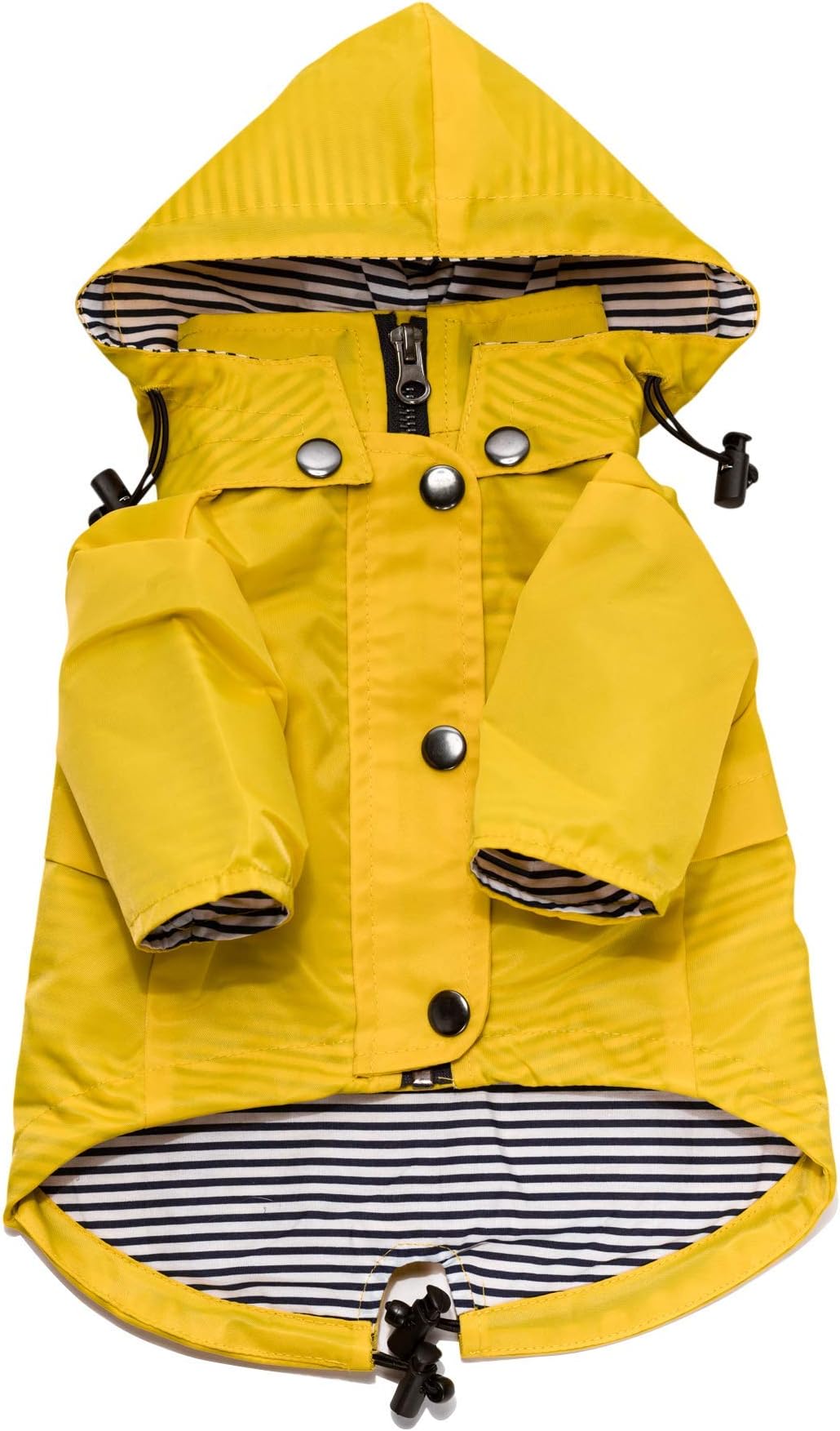 Ellie Dog Wear Yellow Zip Up Dog Raincoat With Reflective Buttons, Pockets, Rain/Water Resistant, Adjustable Drawstring, & Removable Hoodie - Extra Small to Extra Large - Stylish Dog Raincoats (XL)