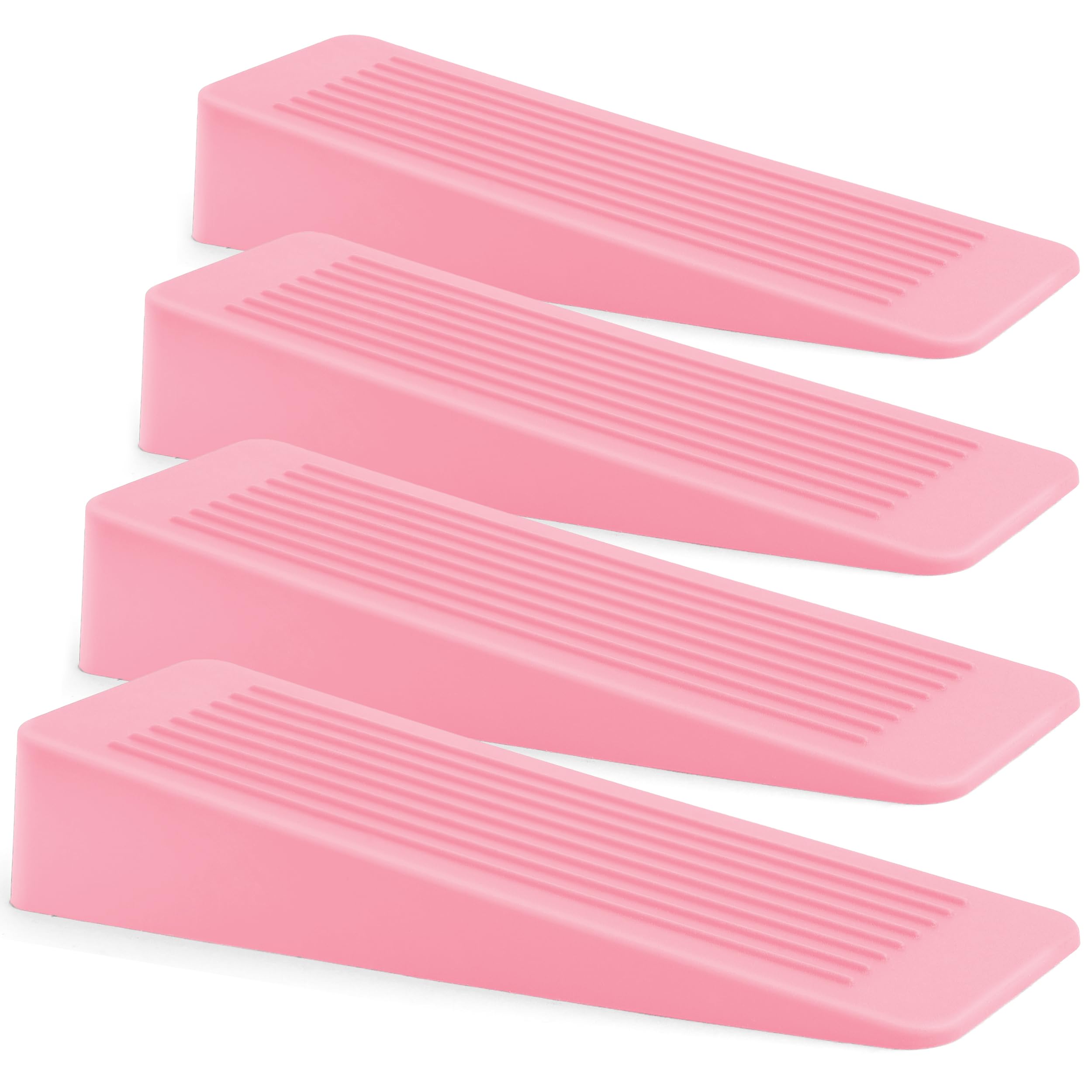 Pink Rubber Door Stop 4 Pack, Door Stoppers for Floor, Door Stops Indoors, Door Wedge, Non-Slip Rubber Door Stopper, Door Wedges Indoors, Ideal for All Floor Types