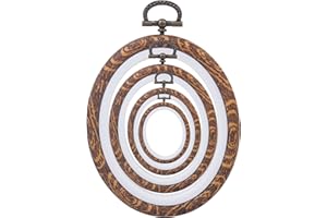 ZUAOOZ 4 Pcs Embroidery Hoops Set-Decorative Cross Stitch Hoop Ring Imitated Wood Display Frame-Oval Hand Embroidery Kits for Art Craft Sewing (4 Different Size)