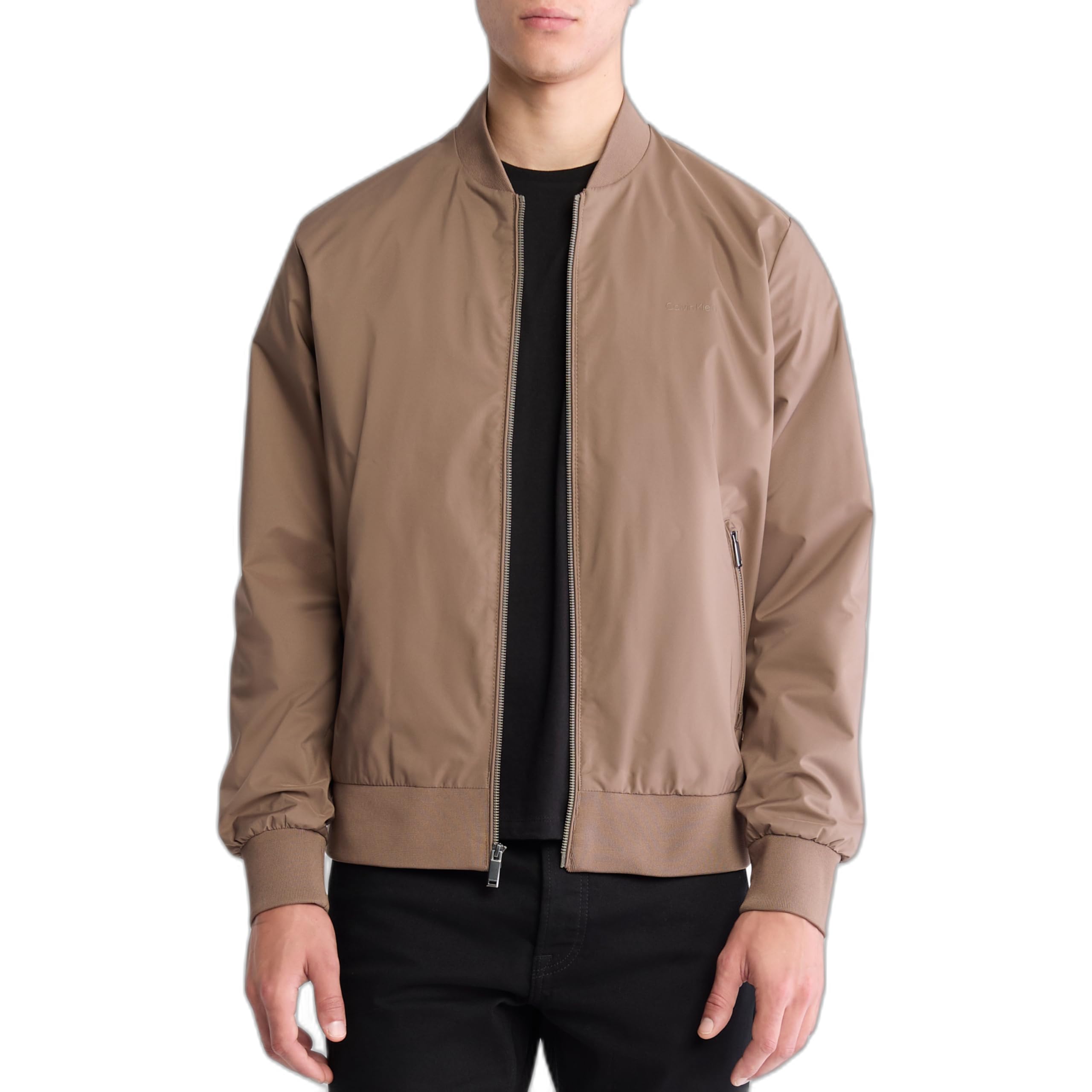 Calvin Klein Men’s Matte Logo Zip Bomber Jacket