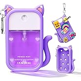 Cat Silicone Case for Touchland Hand Sanitizer Spray with Keychain, Compatible with Power Mist & Glow Mist 1 FL Oz/30ML for Touchland Case, with Charms Accessory Cute Travel Cover Sleeve Purple
