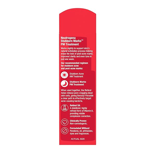 NEUTROGENA RETINOL SA, STUBBORN MARKS PM TREATMENT, FACE-EXFOLIATING TREATMENT TO HELP REVERSE THE LOOK OF POST-ACNE MARKS & UNEVEN SKIN TONE, NON-COMEDOGENIC, PM TREATMENT, UNSCENTED, 1.0 FL OZ