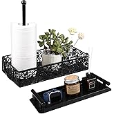 MPPMQQ Back of Toilet Paper Basket with Magnetic Set of 2 Basket for Back of Toilet with Handle, Paper Towel Holder Tank Tray Organizer for Restroom Bathroom Kitchen Counter Decorations