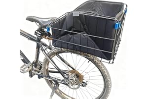 Dog Bike Basket — Adjustable Rear-Mount Pet Bike Basket with Waterproof Padded Liner, Heavy-Duty Wire Bicycle Pet Carrier for