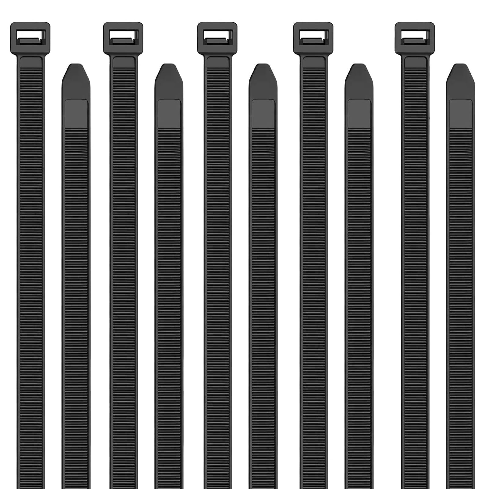 100 Pack Cable Ties, 120 lbs Heavy Duty Zip Ties, 8 inch Large Cable Wrap, 7.6mm x 200mm Black Nylon Plastic Self Locking Long Tidy Wires with UV Resistant for Home Workshop Garden Indoor and Outdoor — image 1