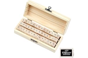 Opvixi 42 Pcs Letter Stamps, Rubber Stamps Alphabet Stamps, Wooden Stamps Number Alphabet Letter Symbol Set for DIY Crafting, Scrapbooking Supplies, Card Making