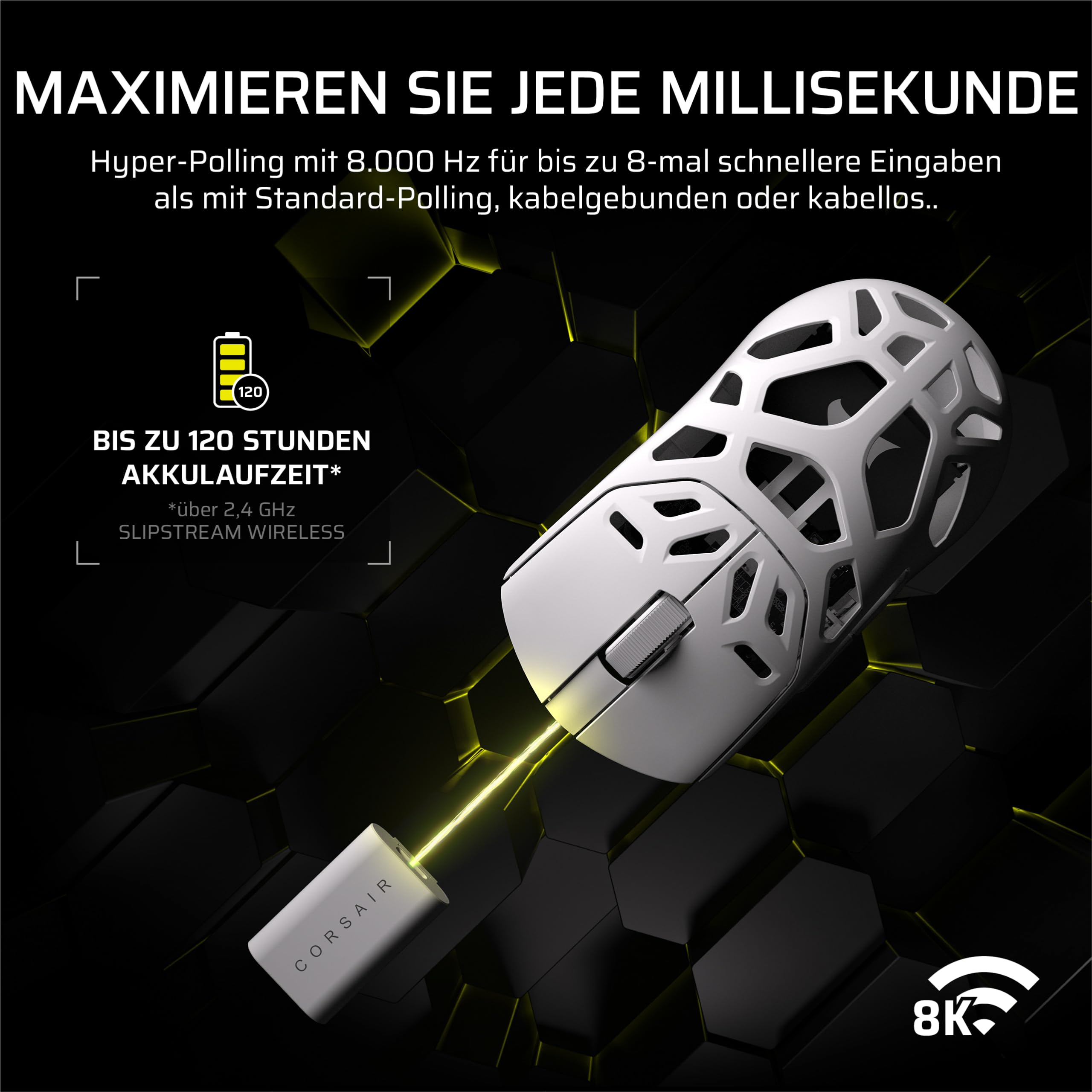 Corsair Sabre v2 PRO Kabellose MG FPS-Gaming-Maus – Weiß 5