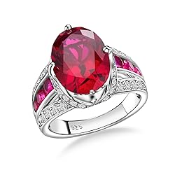 AGRULE Big Ruby Ring for Men Women 925 Sterling