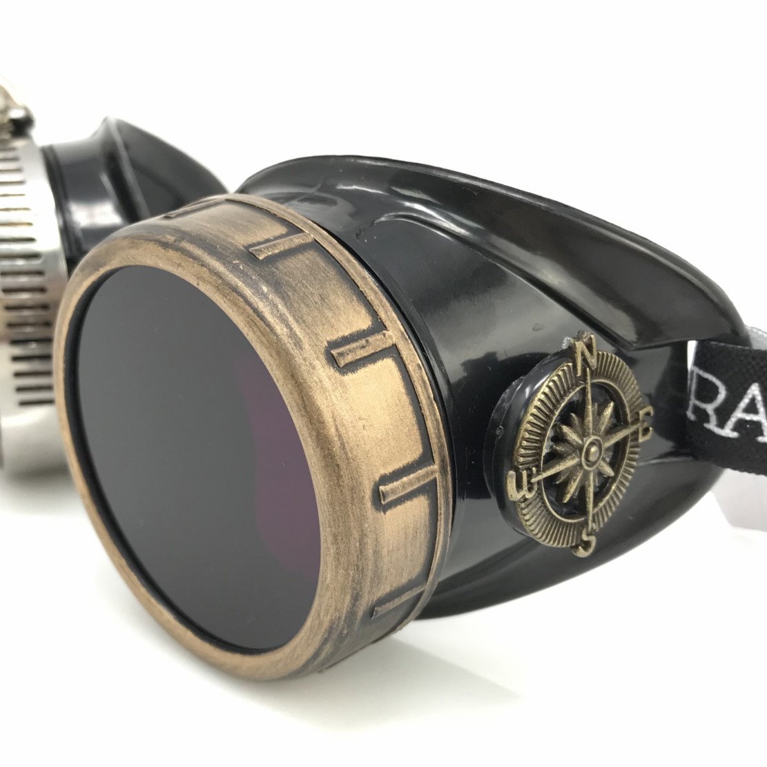 Steampunk Victorian Style Goggles with Compass Design & Ocular Loupe, Rave Glasses
