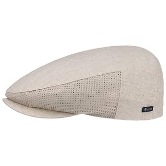 Lipodo Leinen Flatcap Beige Herren | Schirmmütze aus 60% Baumwolle und 40% Leinen | Schiebermütze für Frühjahr/Sommer mit Mes