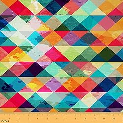 Colorful Lattice Fabric by The Yard, Vintage Check