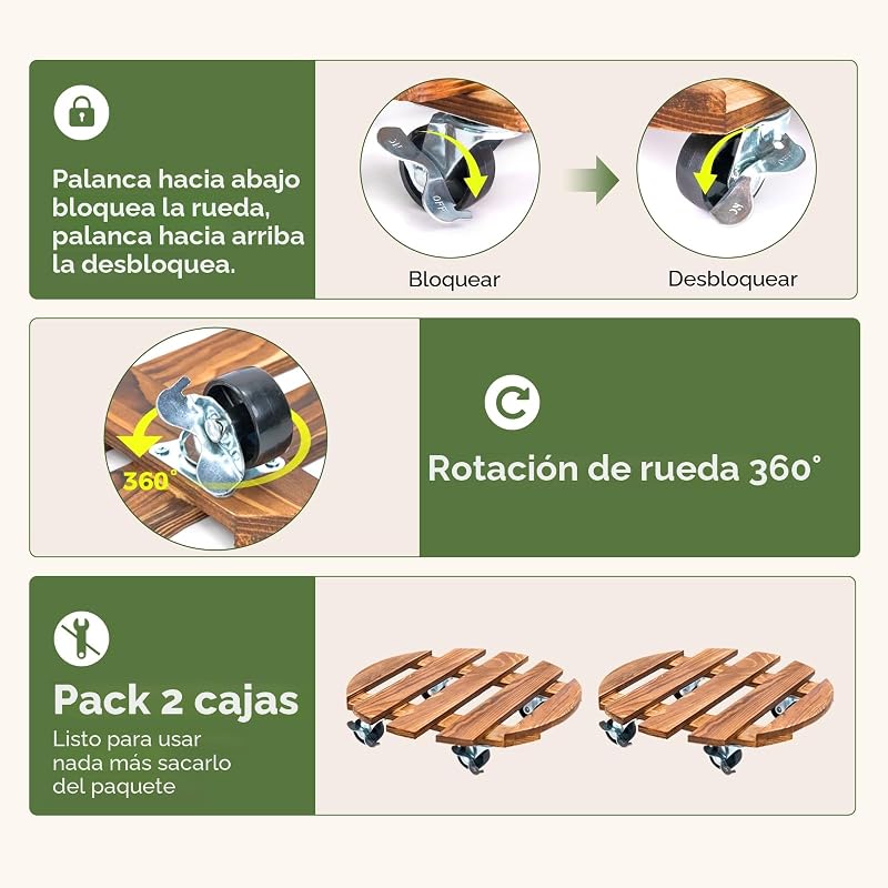2 suportes para plantas com rodas de 30 cm com rodas, suporte para plantas rolantes com rodas girais e bloqueáveis para interior e exterior, plataforma robusta para plantas
