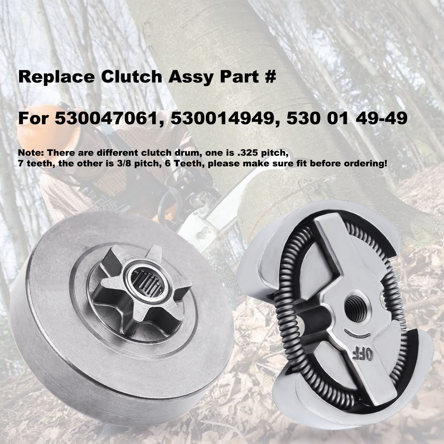 3/8" 6T Clutch Drum Kit For Husqvarna & Partner Chainsaws 136 137 141 142 235 240 36 41