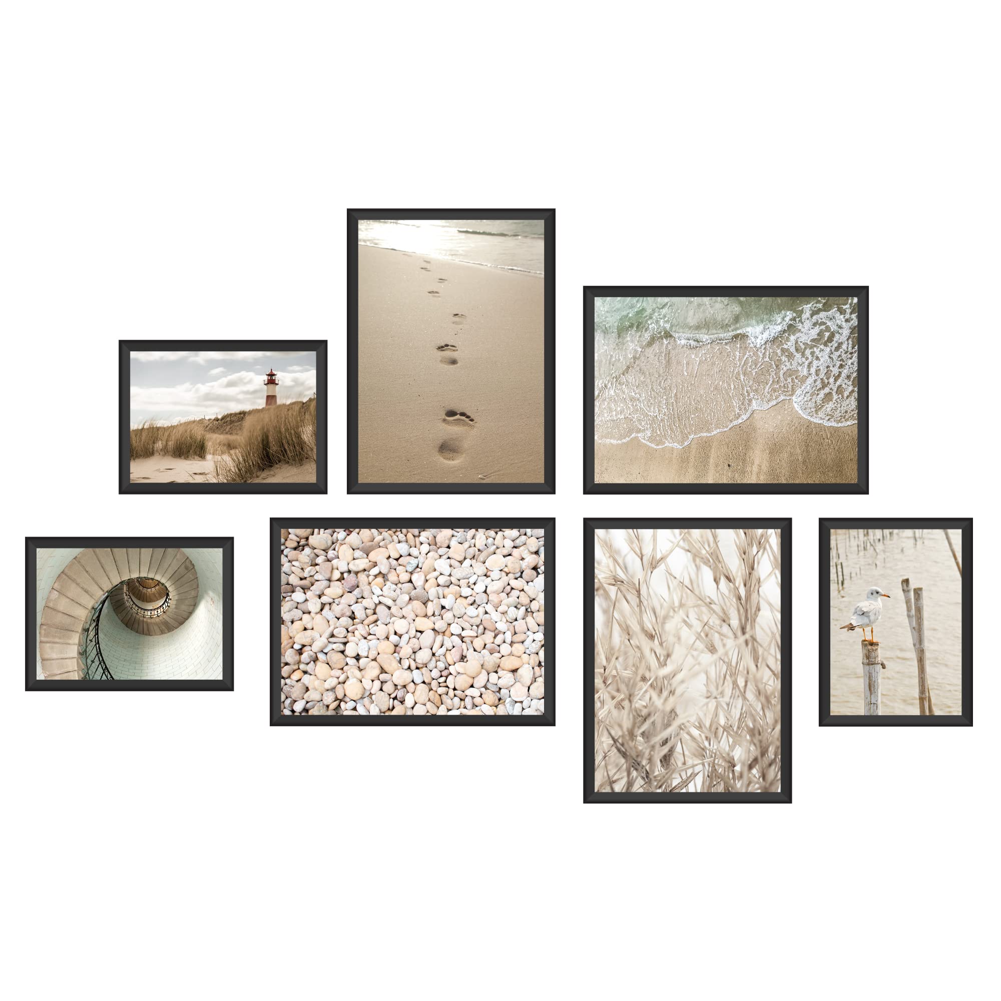 WCB Premium Poster Set - Baltic Sea Nature 7 Posters with 14 Designs (Printed on Both Sides) - 4 x DIN A4 + 3 x DIN A5 - Picture Set without Frame for Wall Decoration