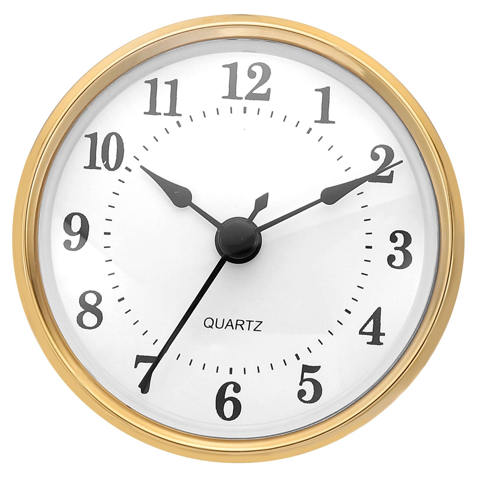 PATIKIL 3.1" 80mm Quartz Clock Insert, Round Quartz Movement Miniature Clock Mini Arabic Numeral Clock Fit 76mm/3" Diameter Hole for Replacement Home, Style 23, Gold Tone