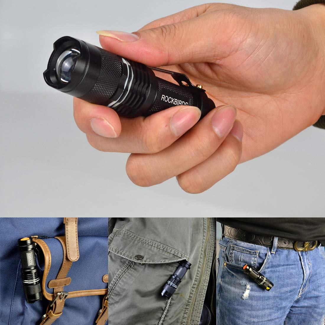 2 Pack Flashlights, ROCKBIRDS LED Flashlight with Belt Clip