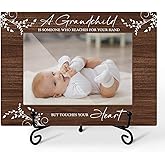 CIAEXRN Grandparent Picture Frame Grandparent Gifts, Wooden Photo Frame 4x6 - A Grandchild is Someone Who Reaches For Your Hand But Touches Your Heart, Tabletop Display Home Decorations -Brown09
