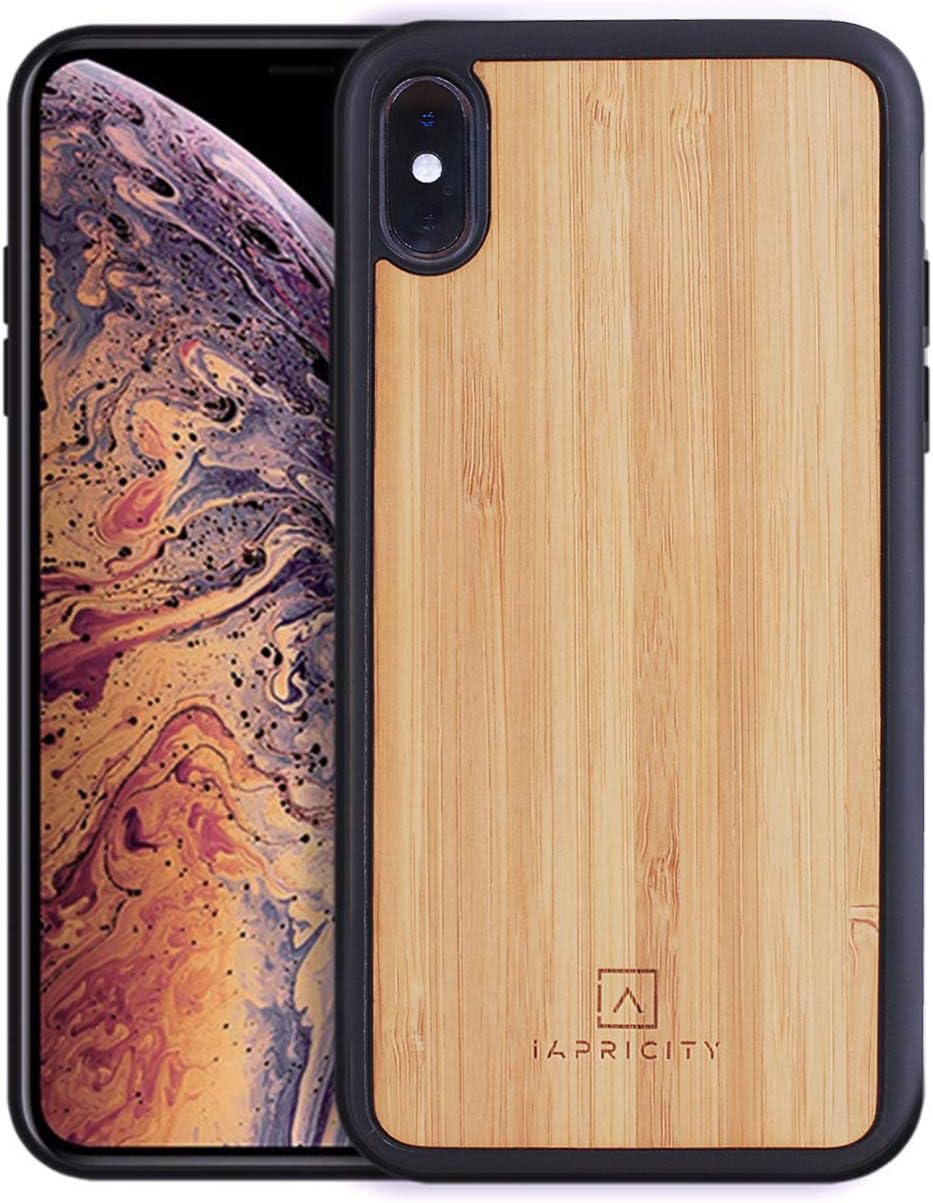 iApricity - iPhone XS Max Real Wood Case - Super Slim & Lightweight Premium Wood Protective Cover - Unique, Stylish & Eco-Friendly Snap-On 360 Bumper Protection - Designed for iPhone XS Max (Bamboo)