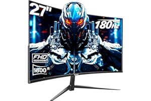 Gawfolk 27 inch Curved Gaming Monitor,144Hz/180Hz PC Monitor Full HD 1080P, Frameless 1800R Computer Display with FreeSync & Eye-Care Technology, Wall Mountable, DP, HDMI Port (Black)