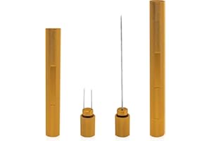 CLNYRWCB Cigar Unclogging Pin Set, Cigar Punch Tool with Cigar Draw Enhancer for Easy Cutting of Blocked Cigars and Enjoy The Last FT Cigar Without Getting Burned-Silver (Gold)