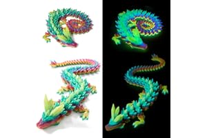Meet Gladness 24 in 3D Printed Dragon, 24inch Dragon，3D Dragon Toy,Large Dragon Present,Ariculated Crystal Dragon(Luminous Rainbow)