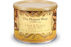 The Peanut Shop of Williamsburg Hot & Spicy Snack Mix, 9-Ounce Tin