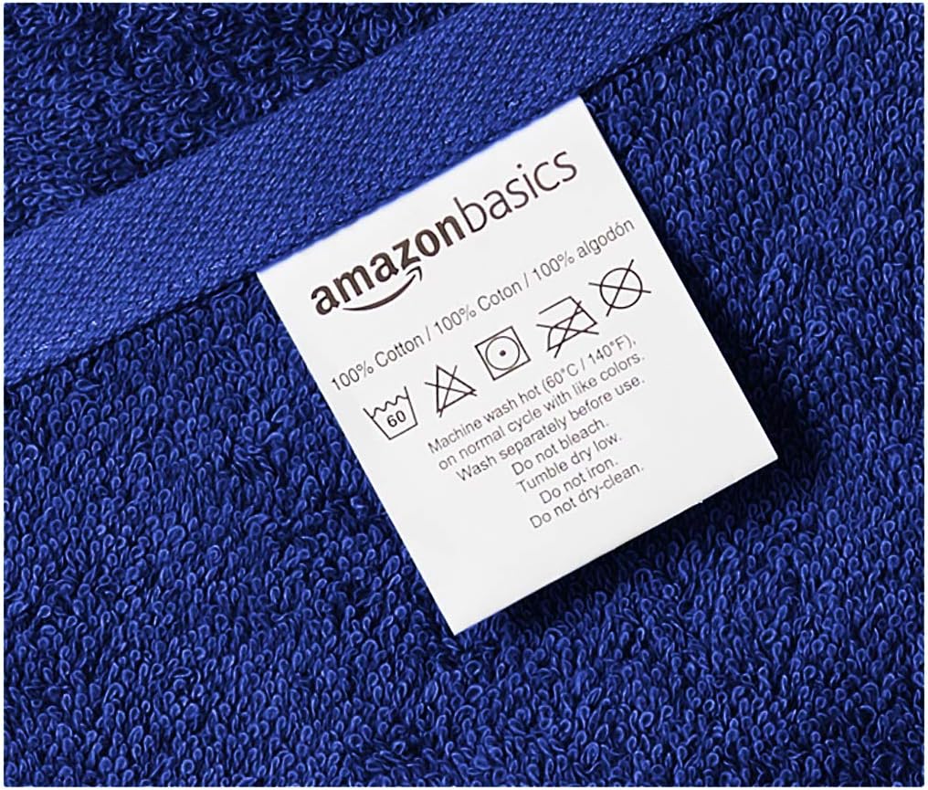  Basics Fade-Resistant Cotton Bath Towel - Pack of 4, Navy Blue: Home & Kitchen