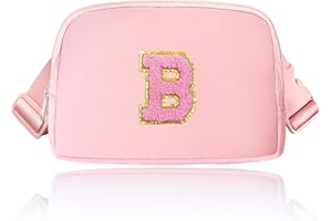 Janhavi Fanny Packs for Women, Initial Fanny Pack for Girls, Belt Bag for Girls,Birthday Gifts for 6 7 8 9 10 11 12 13 Year Old,Purse for Girls Kids Sister, Girlfriend, Her, Crossbody Bag-Pink B